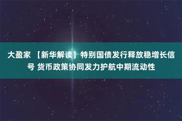 大盈家 【新华解读】特别国债发行释放稳增长信号 货币政策协同发力护航中期流动性
